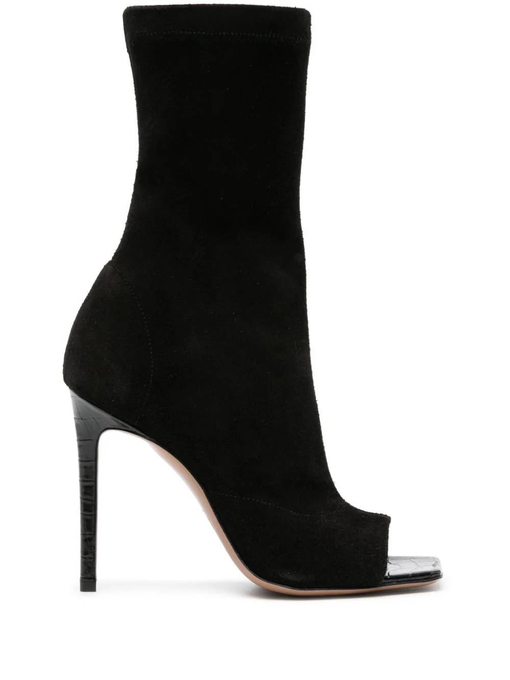 블랙 카프 스웨이드 MIDCALF 부츠